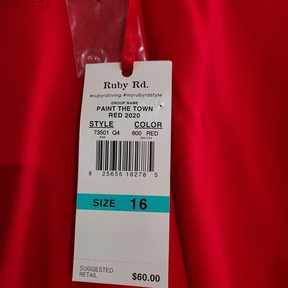 Ruby Rd Womens Stretch Pants Red Size 16 Zip Double Clasp Closure Pockets NWT - Picture 9 of 12